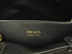 Pra 1BA418 Small Shopping Double Bag 28cm Black Cowhide 267523