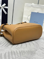 Pra 1BA418 Small Shopping Double Bag 28cm Brown Cowhide  267514