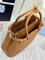 Pra 1BA417 Large Handbag 35cm Brown Calfskin 267494