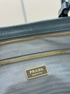 Pra Lux Soft Waxed Leather 1BA439 Extra Large 42cm Handbag Slate Blue 267473