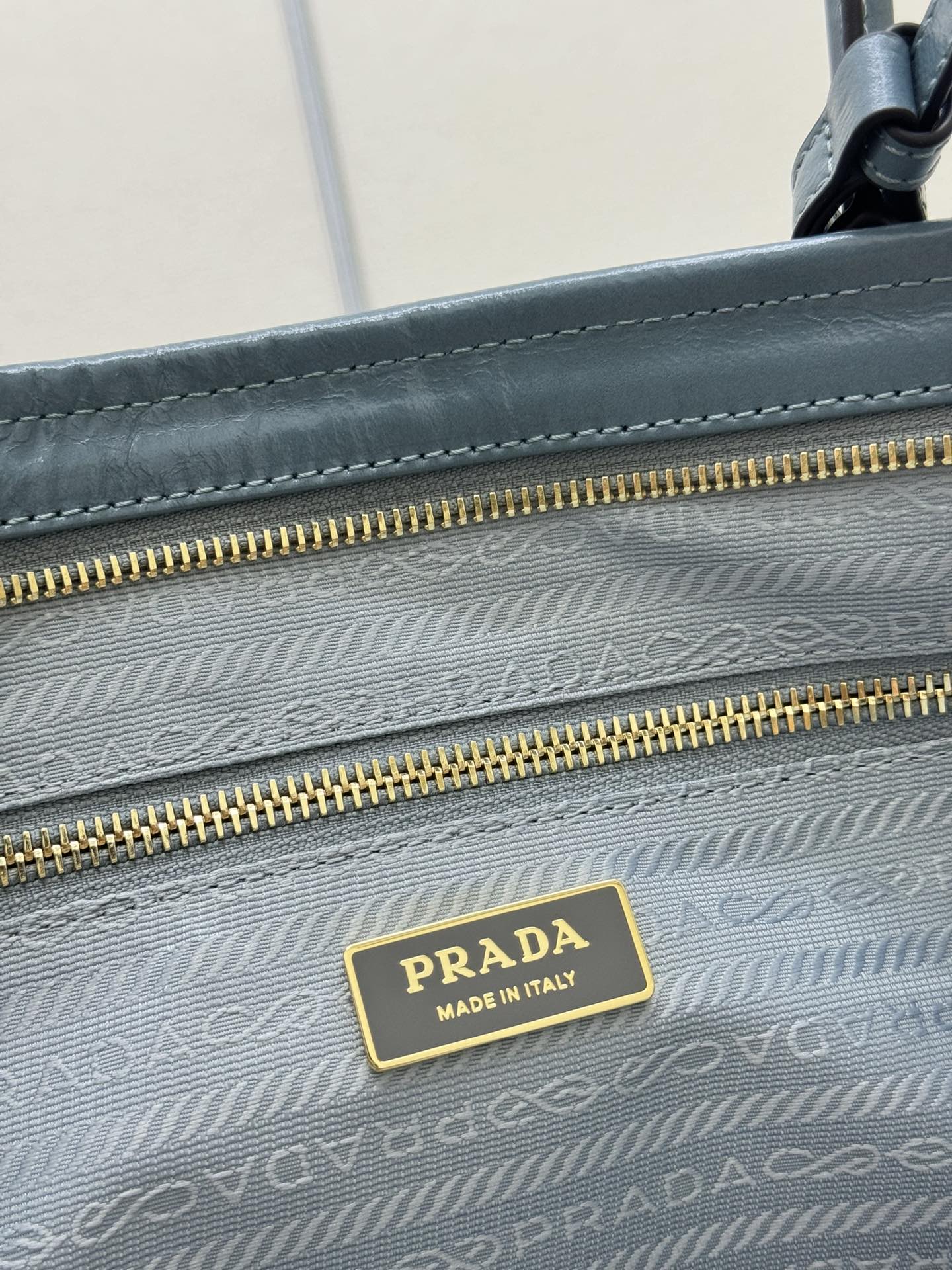 Pra Lux Soft Waxed Leather 1BA439 Extra Large 42cm Handbag Slate Blue 267473