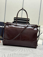 Pra Lux Soft Waxed Leather 1BA439 Extra Large 42cm Handbag Burgundy 267459