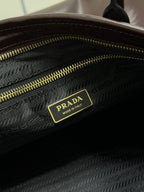 Pra Lux Soft Waxed Leather 1BA439 Extra Large 42cm Handbag Burgundy 267459