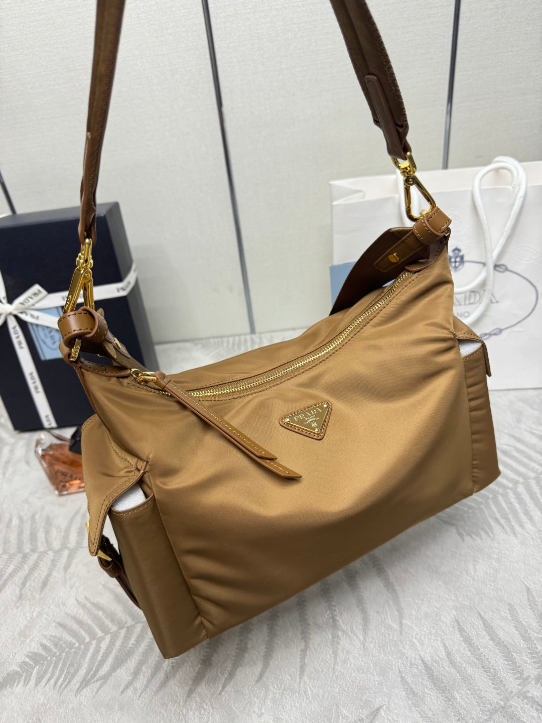 Pra Explorer Bag 32cm Brown Nylon and Calfskin 267412