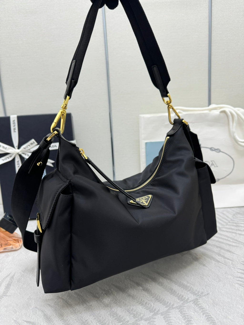 Pra Explorer Bag 32cm Black Nylon and Calfskin 267408
