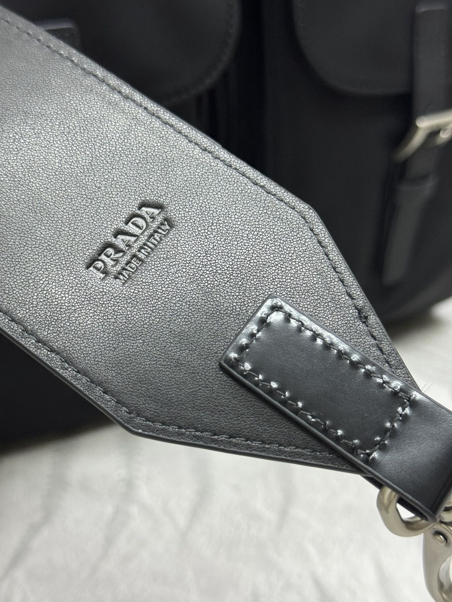 Pra Backpack Glossy Leather Strap Black Re-Nylon 267403