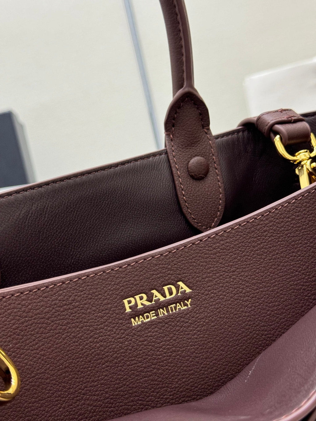 Pra Double Shopping Bag 32cm Brown Date Cowhide 267276