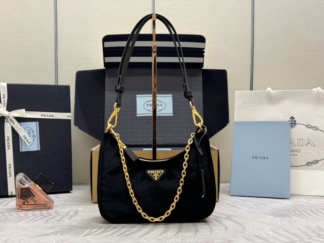 Pra Velvet Hobo Black Should Bag 267179