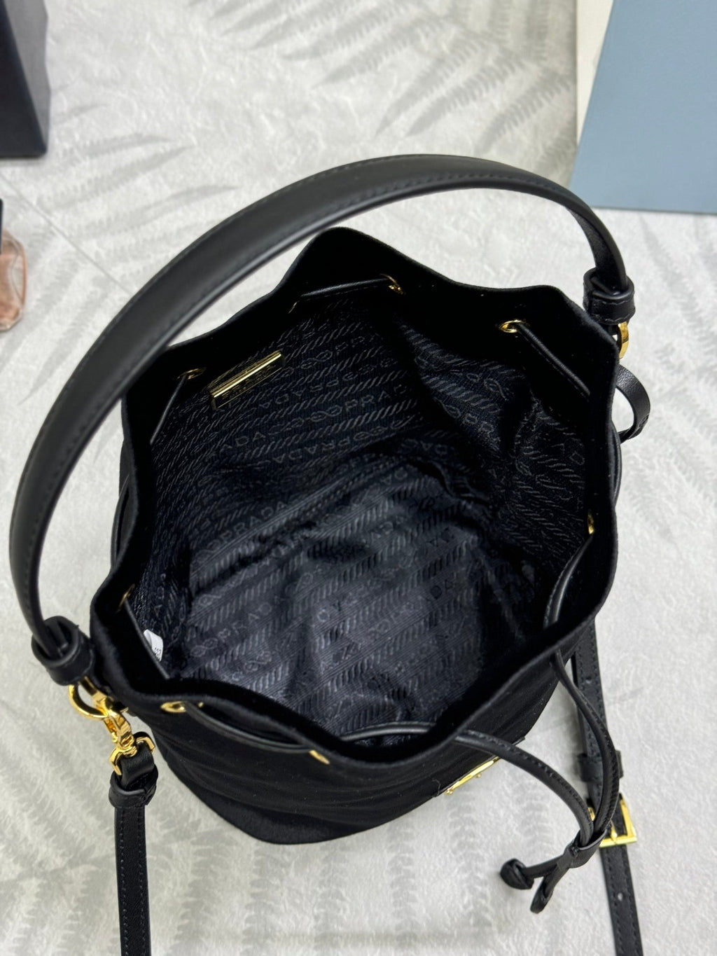 Pra Velvet Bucket Bag Black 267178