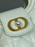 CD Jolie Top Handle Mini Chain Bag 19cm White Cowhide