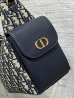 CD D-Dream Two Side Pockets 24cm Blue Canvas and Cowhide