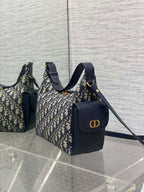 CD D-Dream Two Side Pockets 24cm Blue Canvas and Cowhide
