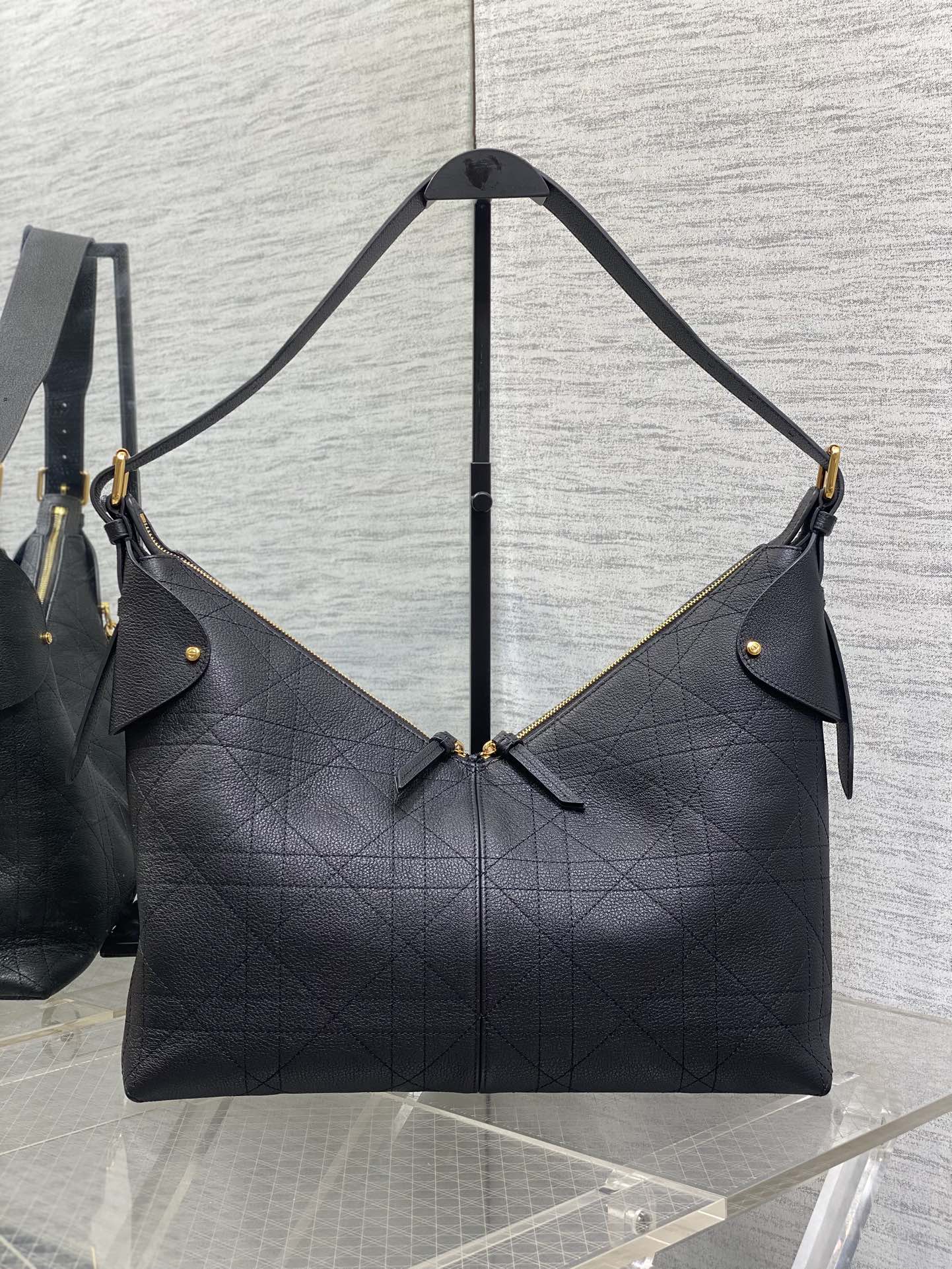 CD VOYAGE Handbag 34cm Black Cowhide