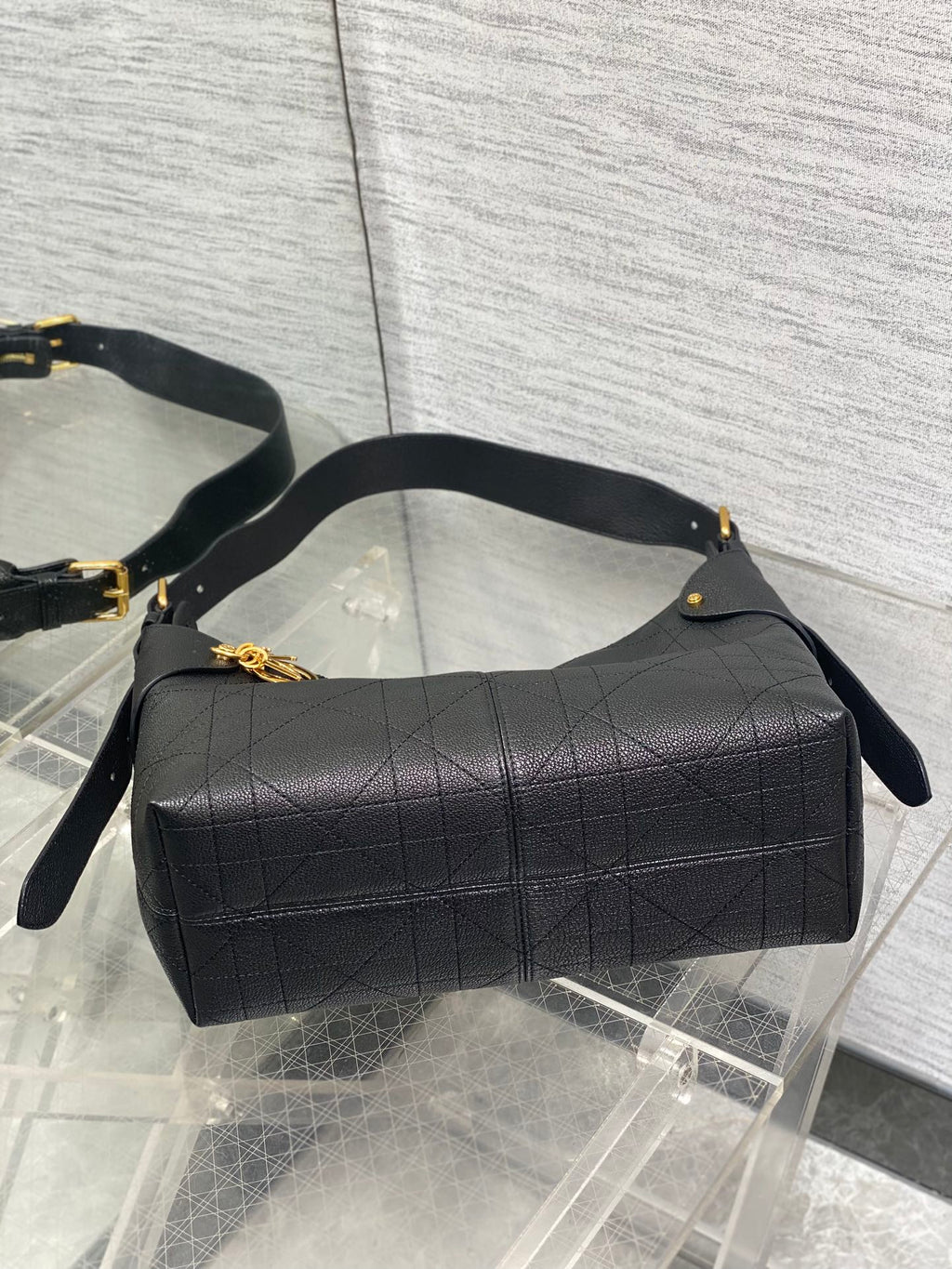 CD VOYAGE Handbag 28cm Black Cowhide