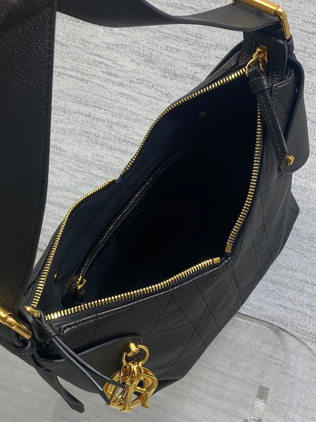 CD VOYAGE Handbag 23cm Black Cowhide