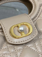 CD Jolie Top Handle Mini Chain Bag 19cm Beige Cowhide