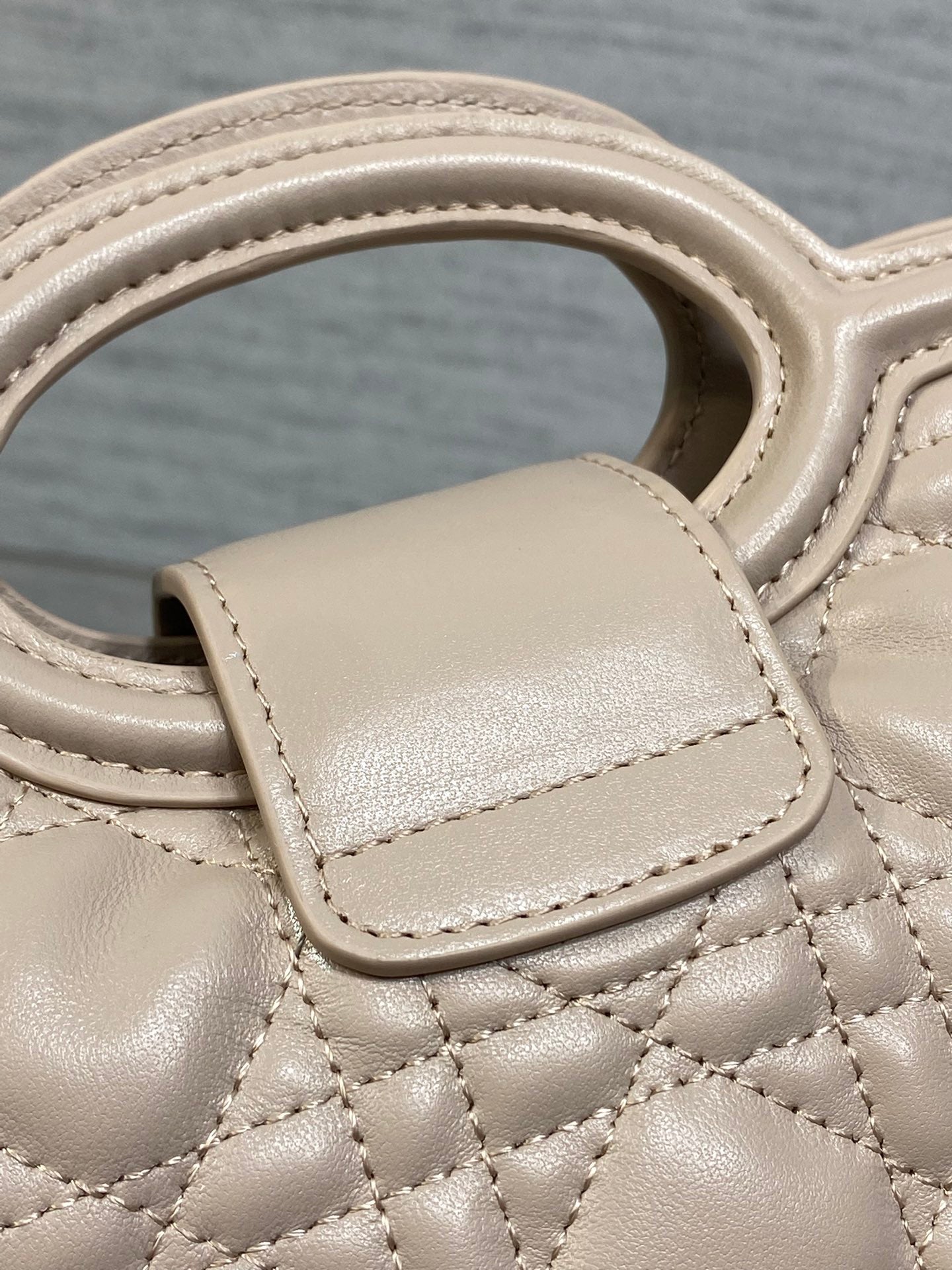 CD Jolie Top Handle Mini Chain Bag 19cm Beige Cowhide