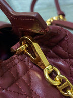 CD Jolie Top Handle Mini Chain Bag 19cm Burgundy Cowhide