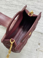 CD Jolie Top Handle Mini Chain Bag 19cm Burgundy Cowhide