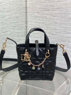 CD Toujours Vertical Small Built-In Lucky Charm Chain 18cm Black Lambskin
