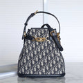 MONTAIGNE MEDIUM 24 BUCKET BAG IN BLUE OBLIQUE JACQUARD CALFSKIN
