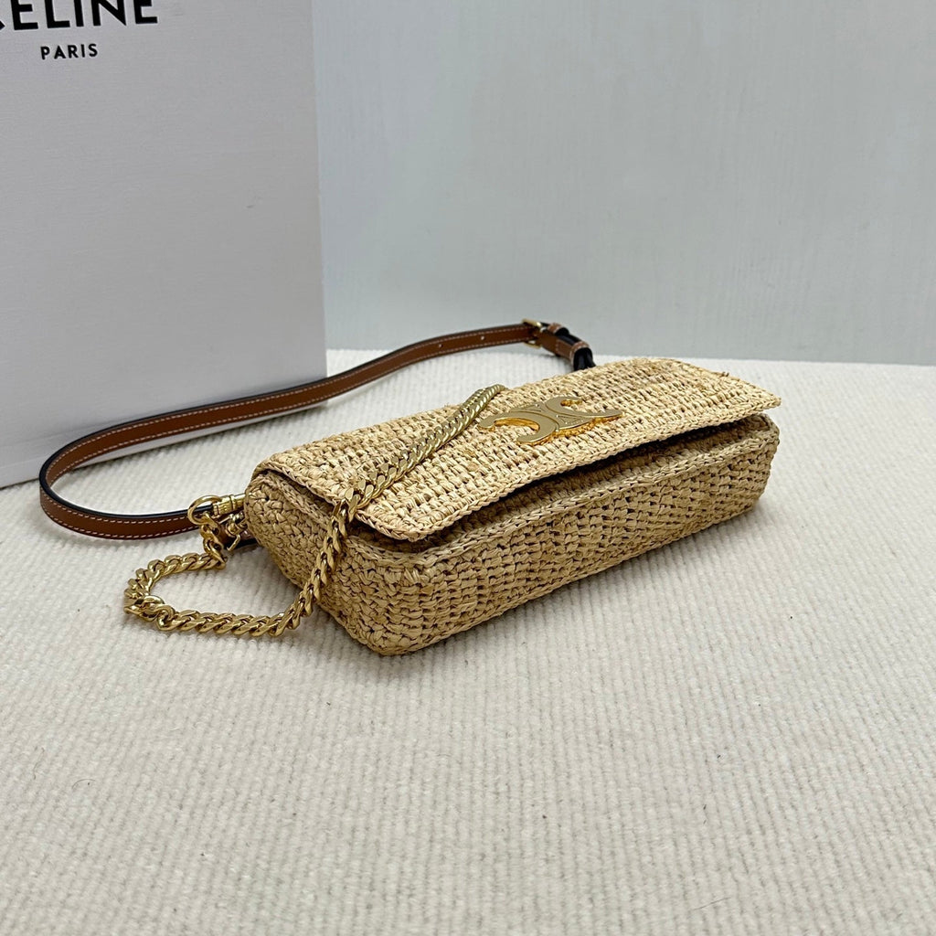 Celin Multi Pochette Pocket Raffia Woven Bag 126556