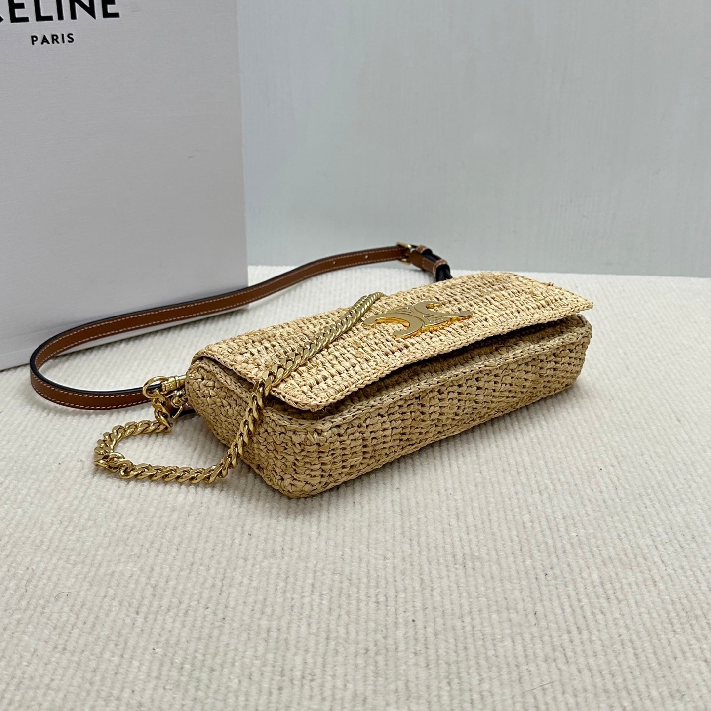 Celin Multi Pochette Pocket Raffia Woven Bag 126556
