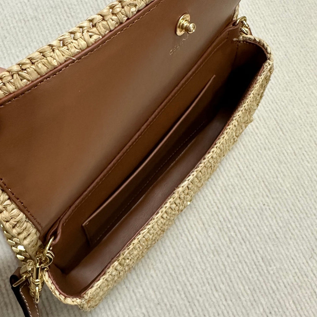 Celin Multi Pochette Pocket Raffia Woven Bag 126556