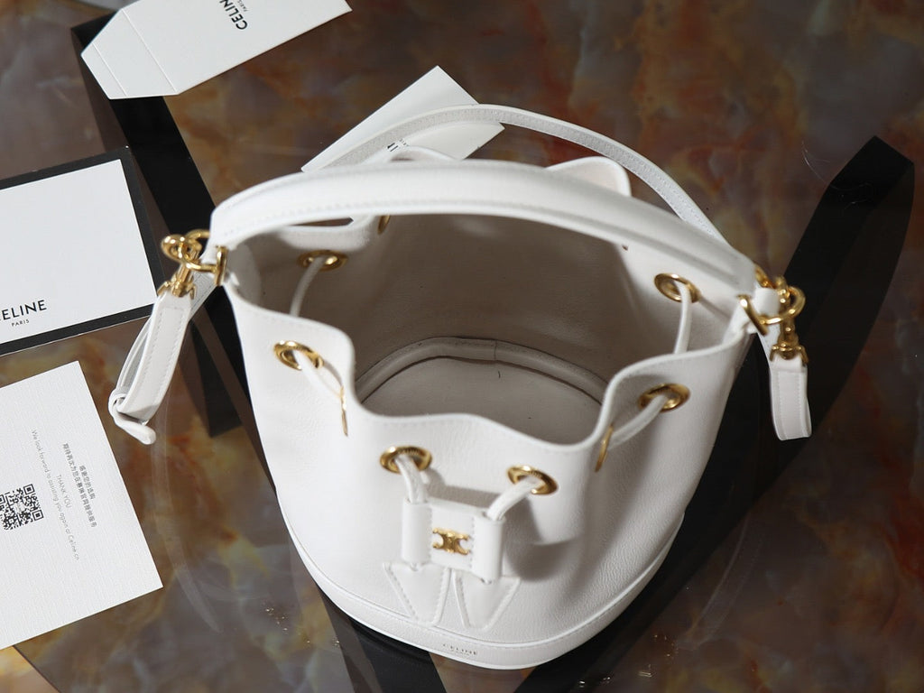 Celin Teen Clara Bag White Grained Calfskin 131627