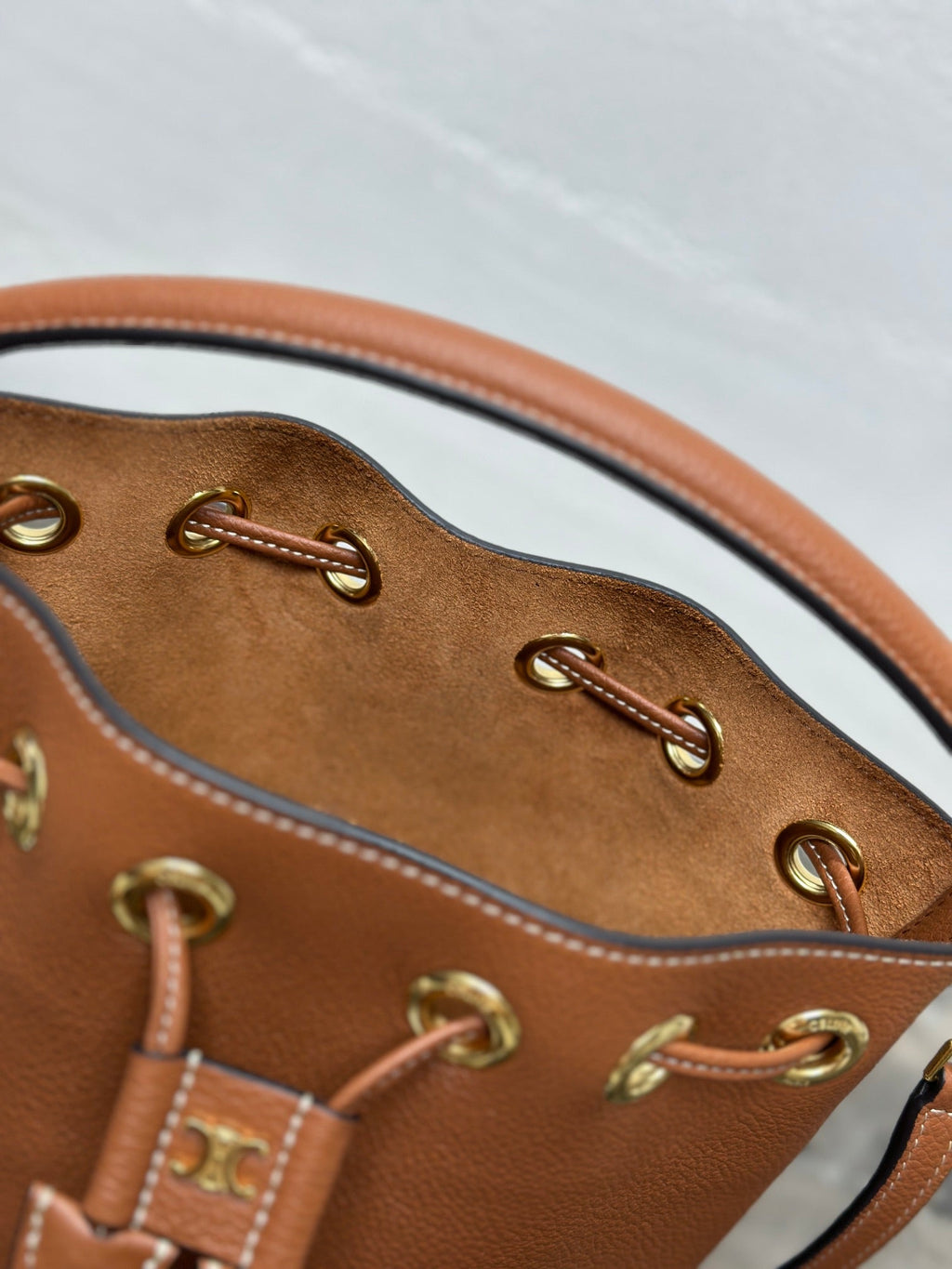 Celin Teen Clara Bag Brown Grained Calfskin 131626