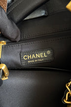 CC 25A Tote Bag Chocolate Brown Suede Black Calfskin