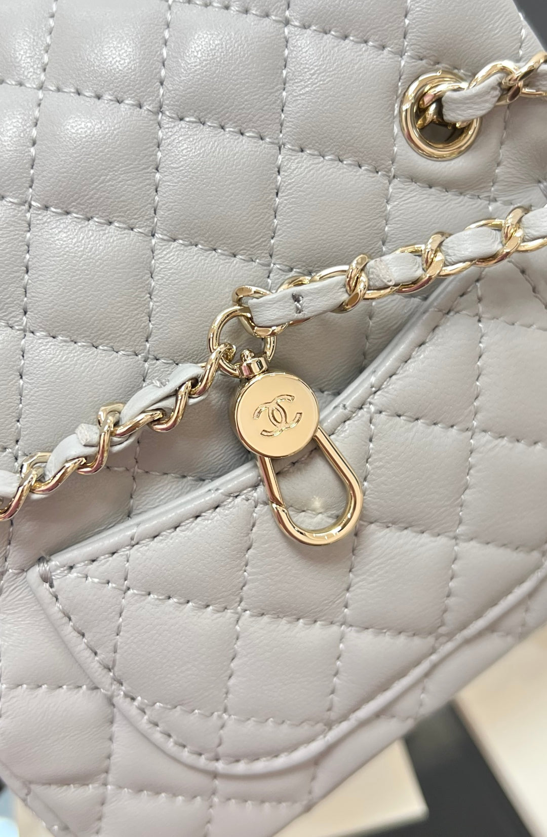 CC 25A Super Mini Bag 12.5cm Light Gray Lambskin