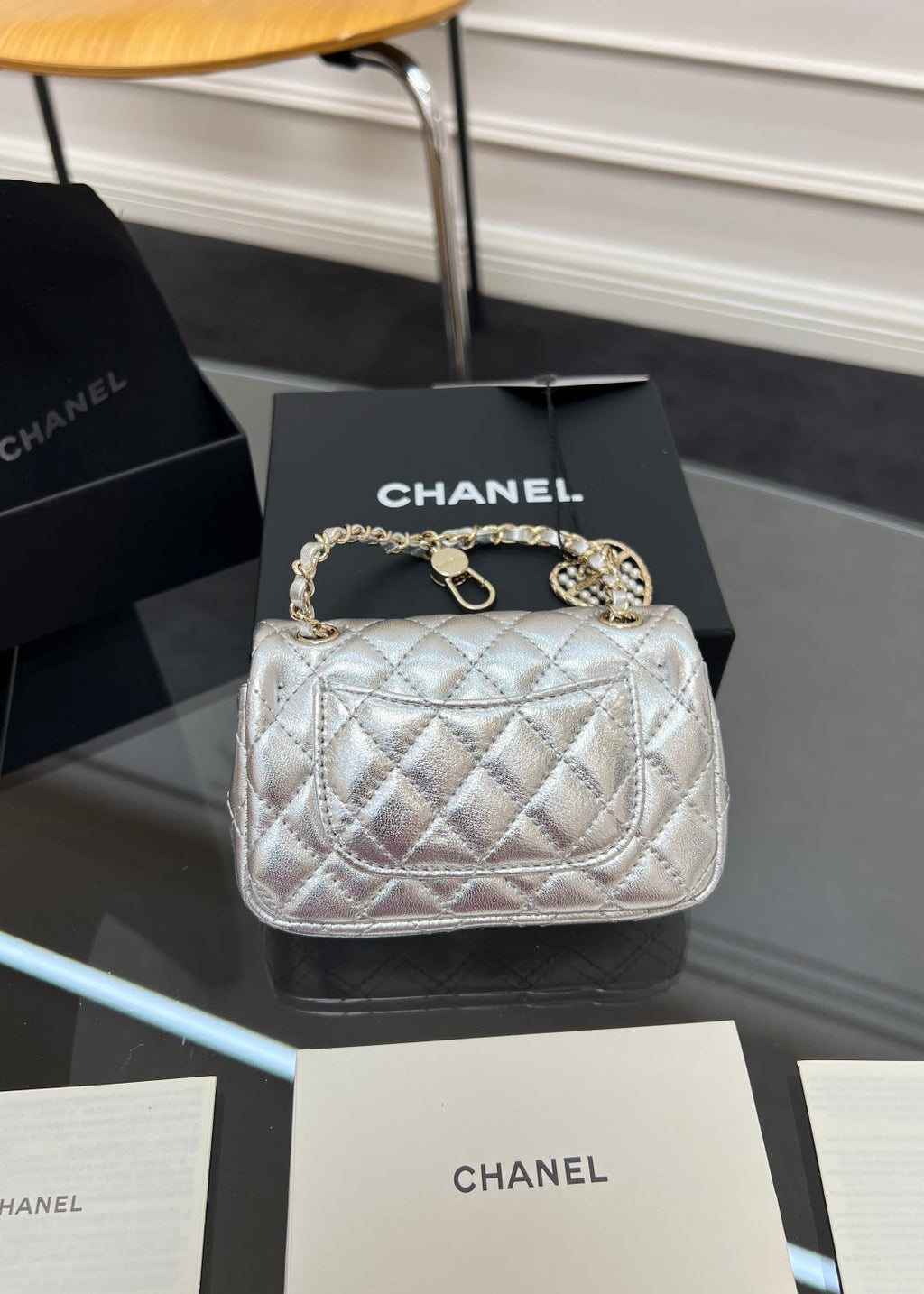 CC 25A Super Mini Bag 12.5cm Silver Lambskin