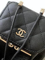 CC 22B Mini Chain 12.5cm Buckle Bag Black Calfskin