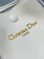 CD bucket bag 21cm  natural canvas with creamy white calfskin