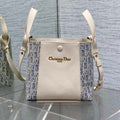 CD bucket bag 21cm  natural canvas with creamy white calfskin