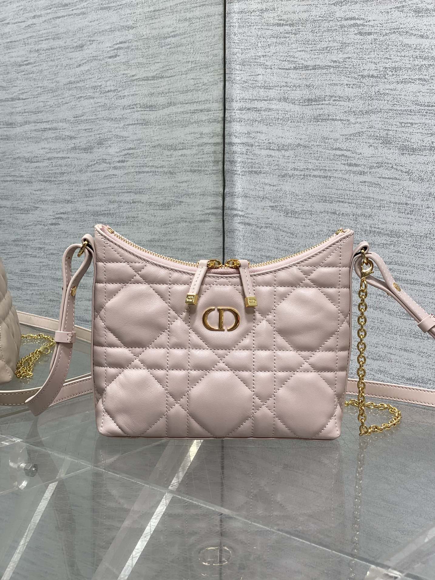 CD Shoulder Bag 19cm pink lambskin GHW