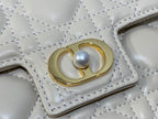 CD Pearl Chain Bag Cream 21cm Lambskin
