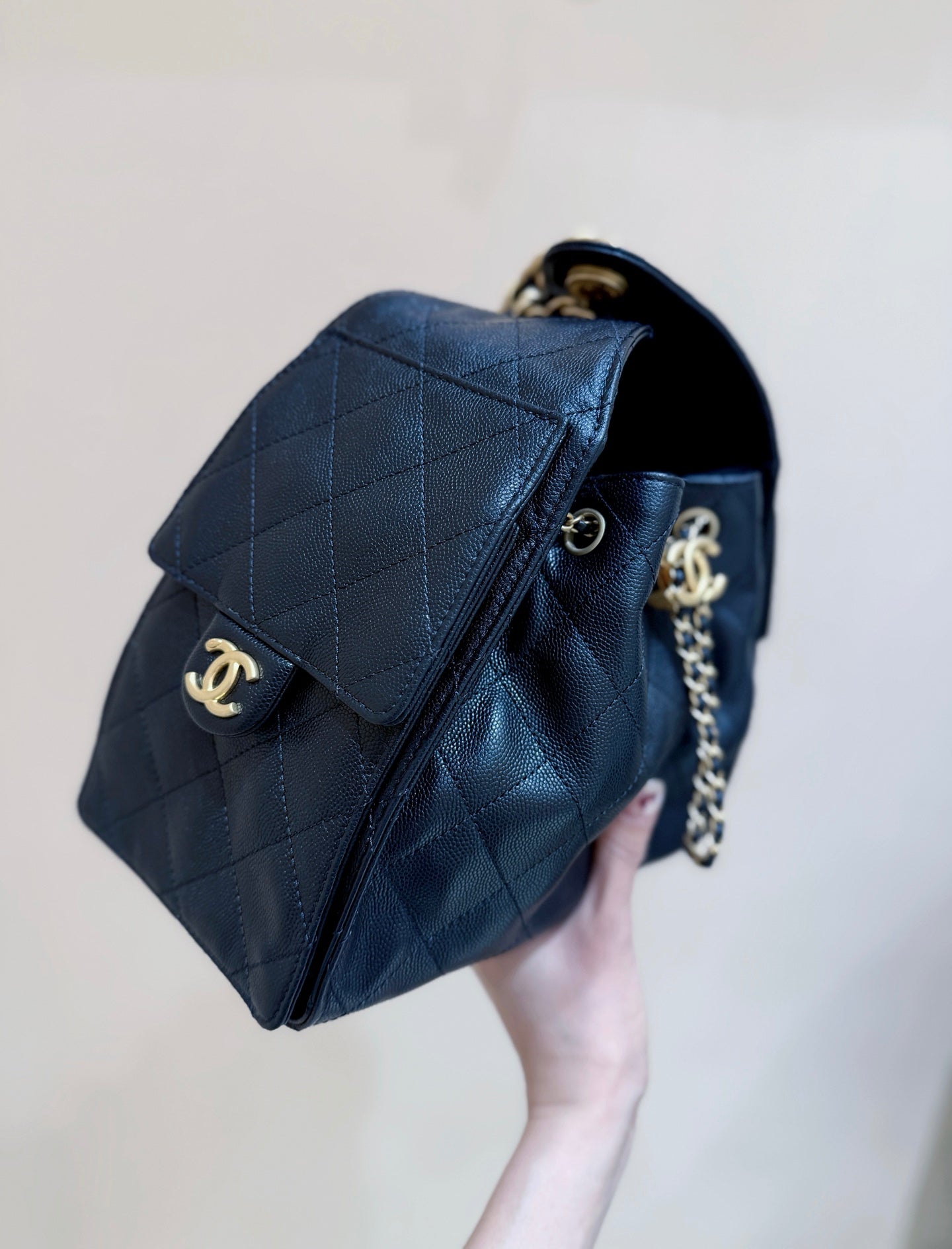 CC 25S Hobo Bag 25cm Black Calfskin