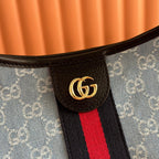 GG Giglio 26 Detachable Clutch Tote Bag 60cm Light Blue Canvas Light Gold Hardware