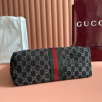 GG Giglio Detachable Clutch 35cm Black Canvas Light Gold Hardware