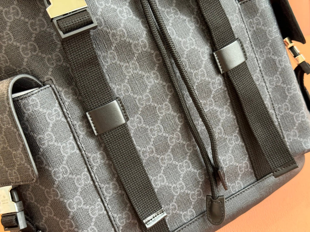 GG Side Pocket Backpack Black Supreme Canvas