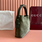 GG 25FW Beatrix Handbag 35cm Moss Green Suede SHW