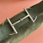 GG 25FW Beatrix Handbag 40cm Moss Green Suede SHW