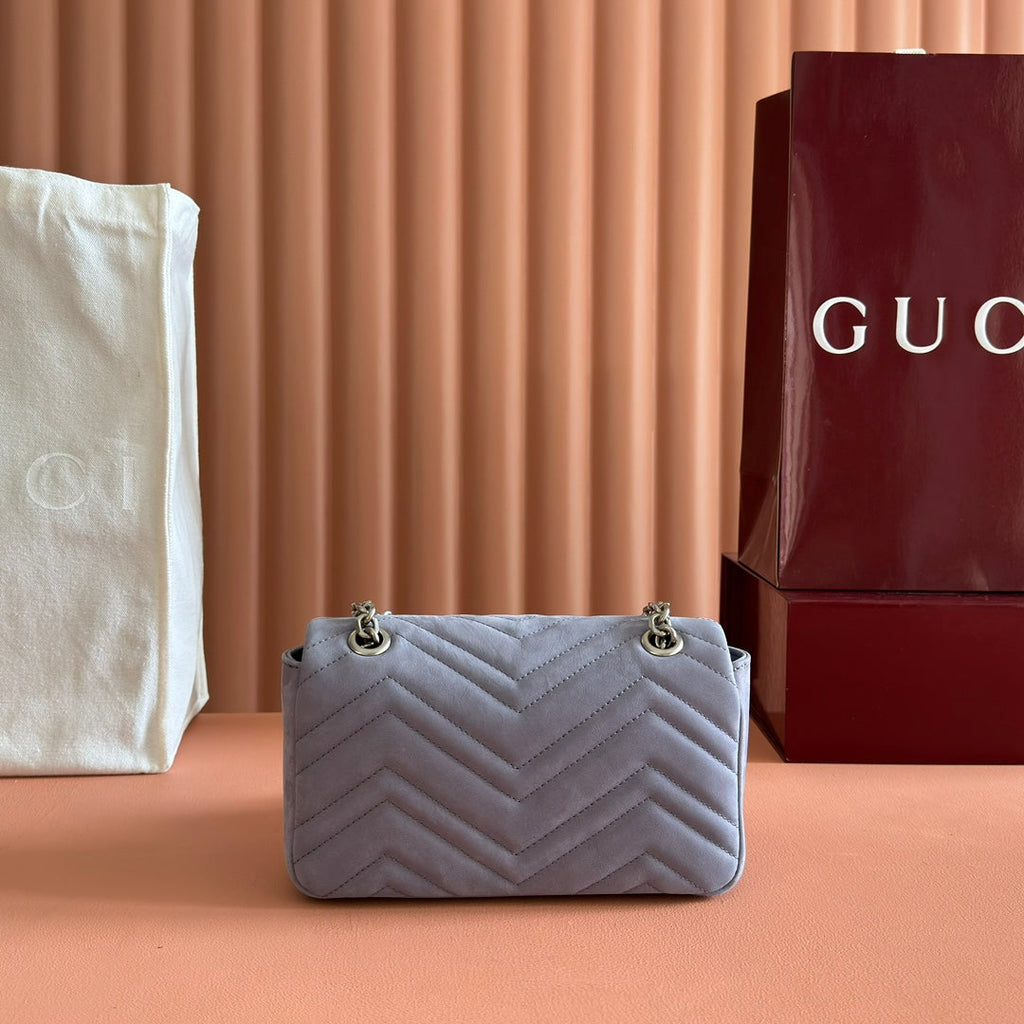 GG Marmont Double-G 22cm Gray Suede