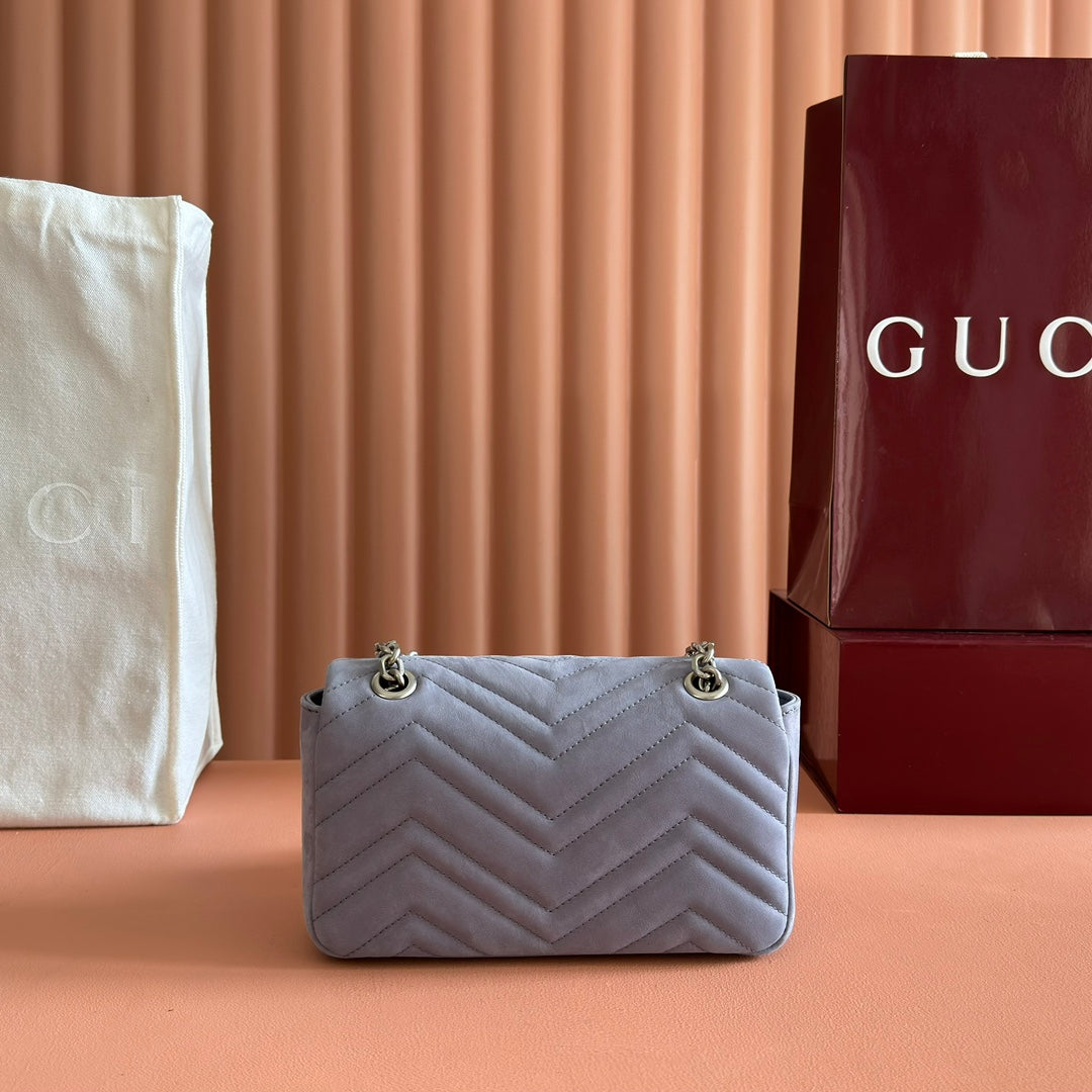 GG Marmont Double-G 22cm Gray Suede