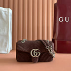 GG Marmont Double-G 22cm Matte Brown Suede