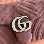 GG Marmont Double-G 26cm Matte Brown Suede