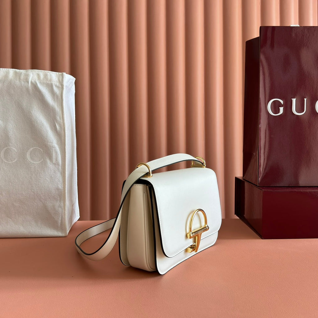 GG 25FW Siena Small Shoulder Bag 23cm White Calfskin GHW