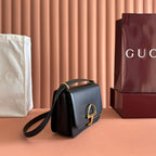 GG 25FW Siena Small Shoulder Bag 23cm Black Calfskin GHW